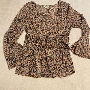 Style & Co. Floral Print Blouse - Pink and Black